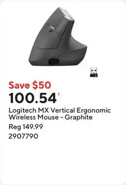 Staples Logitech MX Vertical Ergonomic Wireless Mouse - Graphite offer