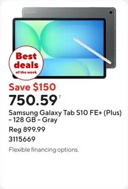 Staples Samsung Galaxy Tab S10 FE+ (Plus) - 128 GB - Gray offer