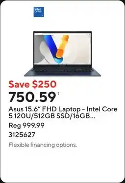 Staples Asus 15.6 FHD Laptop - Intel Core 5 120U/512GB SSD/16GB RAM/Windows 11 Home offer