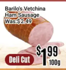 Nations Fresh Foods Barilo's Vetchina Ham Sausage offer