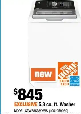 Home Depot 5.3 Cu. ft Washer offer