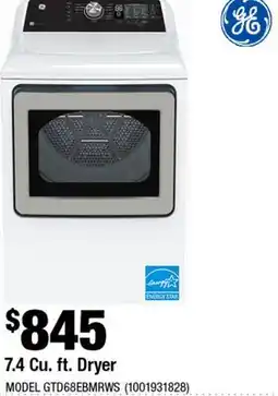 Home Depot 7.4 Cu. ft. Dryer offer