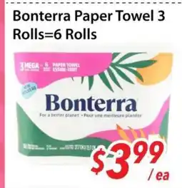 Bestco Food Mart Bonterra Paper Towel 3 Rolls=6 Rolls offer