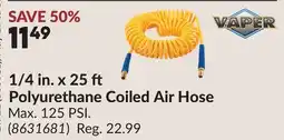 Princess Auto 1/4 in. x 25 Polyurethane Coiled Air Hose offer