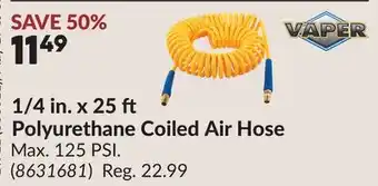 Princess Auto 1/4 in. x 25 Polyurethane Coiled Air Hose offer