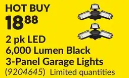 Princess Auto 2 pk LED 6,000 Lumen Black 3-Panel Garage Lights offer