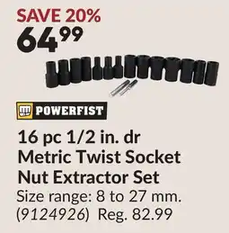 Princess Auto 16 pc 1/2 in. dr Metric Twist Socket Nut Extractor Set offer