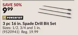 Princess Auto 3 pc 16 in. Spade Drill Bit Set offer