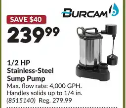 Princess Auto 1/2 HP Stainless-Steel Sump Pump offer