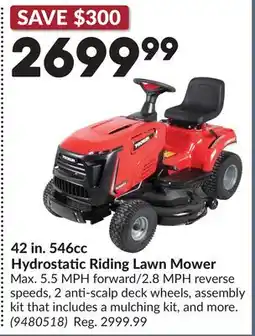 Princess Auto 42 in. 546cc Hydrostatic Riding Lawn Mower offer