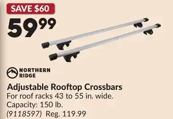 Princess Auto Adjustable Rooftop Crossbars offer