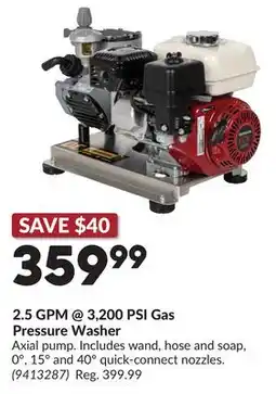 Princess Auto 2.5 GPM @ 3,200 PSI Gas Pressure Washer offer