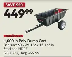 Princess Auto 1,000 lb Poly Dump Cart offer