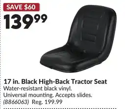 Princess Auto 17 in. Black High-Back Tractor Seat offer