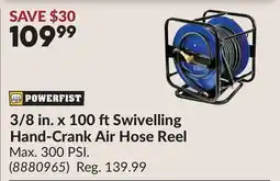 Princess Auto 3/8 in. x 100 ftSwivelling Hand-Crank Air Hose Reel offer