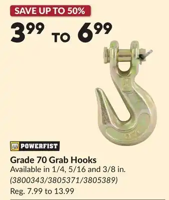 Princess Auto Grade 70 Grab Hooks offer