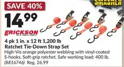 Princess Auto 4 pk 1 in. x 12 ft1,200 lb Ratchet Tie-Down Strap Set offer