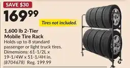 Princess Auto 1,600 lb 2-Tier Mobile Tire Rack offer