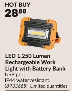 Princess Auto LED 1,250 Lumen Rechargeable Work Light with Battery Bank offer