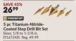 Princess Auto 5 pc Titanium-Nitride- Coated Step Drill Bit Set offer