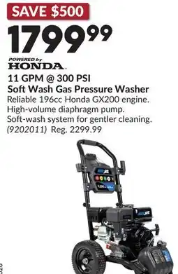 Princess Auto 11 GPM @ 300 PSI SoftWash Gas Pressure Washer offer