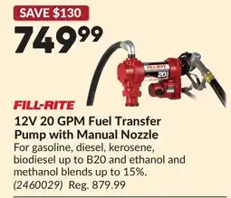 Princess Auto 12V 20 GPM Fuel Transfer Pump with Manual Nozzle offer