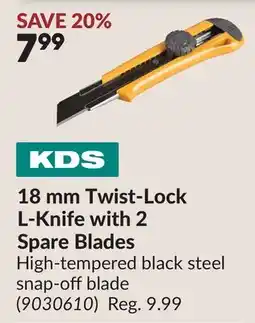 Princess Auto 18 mm Twist-Lock L-Knife with 2 Spare Blades offer