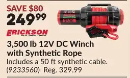 Princess Auto 3,500 lb 12V DC Winch with Synthetic Rope offer