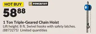 Princess Auto 1 Ton Triple-Geared Chain Hoist offer