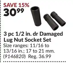 Princess Auto 3 pc 1/2 in. dr Damaged Lug Nut Socket Set offer