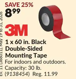 Princess Auto 1 x 60 in. Black Double-Sided Mounting Tape offer