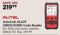 Princess Auto AutoLink AL629 OBDII/EOBD Code Reader offer