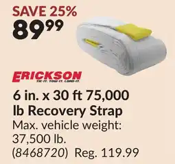 Princess Auto 6 in. x 30 ft75,000 lb Recovery Strap offer