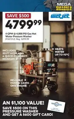 Princess Auto 4 GPM @ 4,000 PSI Gas Hot Water Pressure Washer offer
