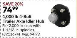 Princess Auto 1,000 lb 4-Bolt Trailer Axle Idler Hub offer