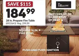 Princess Auto 28 in. Propane Fire Table offer