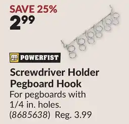 Princess Auto Screwdriver Holder Pegboard Hook offer