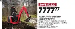 Princess Auto 420cc Crawler Excavator, Special Order Only offer