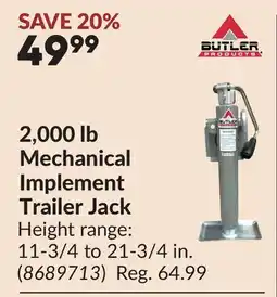 Princess Auto 2,000 lb Mechanical Implement Trailer Jack offer