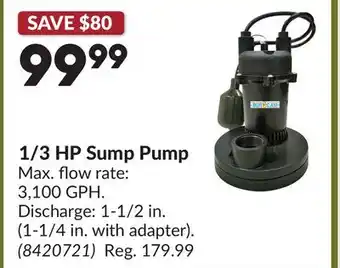 Princess Auto 1/3 HP Sump Pump offer