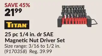 Princess Auto 25 pc 1/4 in. dr SAE Magnetic Nut Driver Set offer