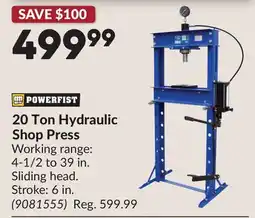 Princess Auto 20 Ton Hydraulic Shop Press offer