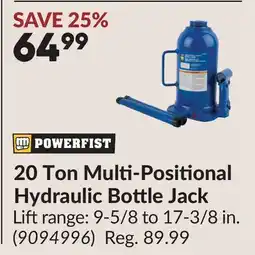 Princess Auto 20 Ton Multi-Positional Hydraulic Bottle Jack offer