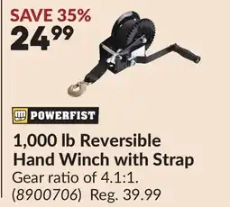 Princess Auto 1,000 lb Reversible Hand Winch with Strap offer