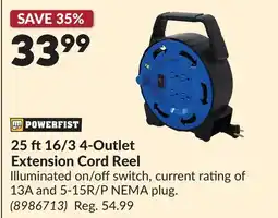 Princess Auto 25 ft16/3 4-Outlet Extension Cord Reel offer