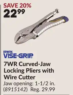 Princess Auto 7WR Curved-Jaw Locking Pliers with Wire Cutter offer