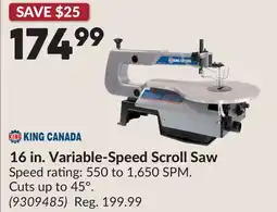 Princess Auto 16 in. Variable-Speed Scroll Saw offer