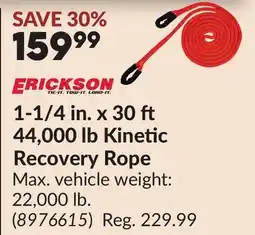 Princess Auto 1-1/4 in. x 30 44,000 lb Kinetic Recovery Rope offer