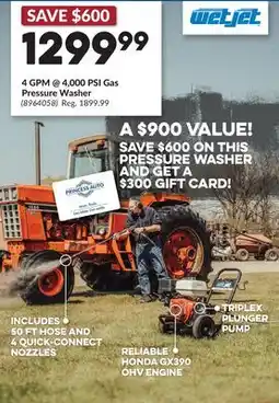 Princess Auto 4 GPM @ 4,000 PSI Gas Pressure Washer offer