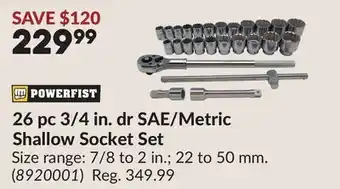 Princess Auto 26 pc 3/4 in. dr SAE/Metric Shallow Socket Set offer